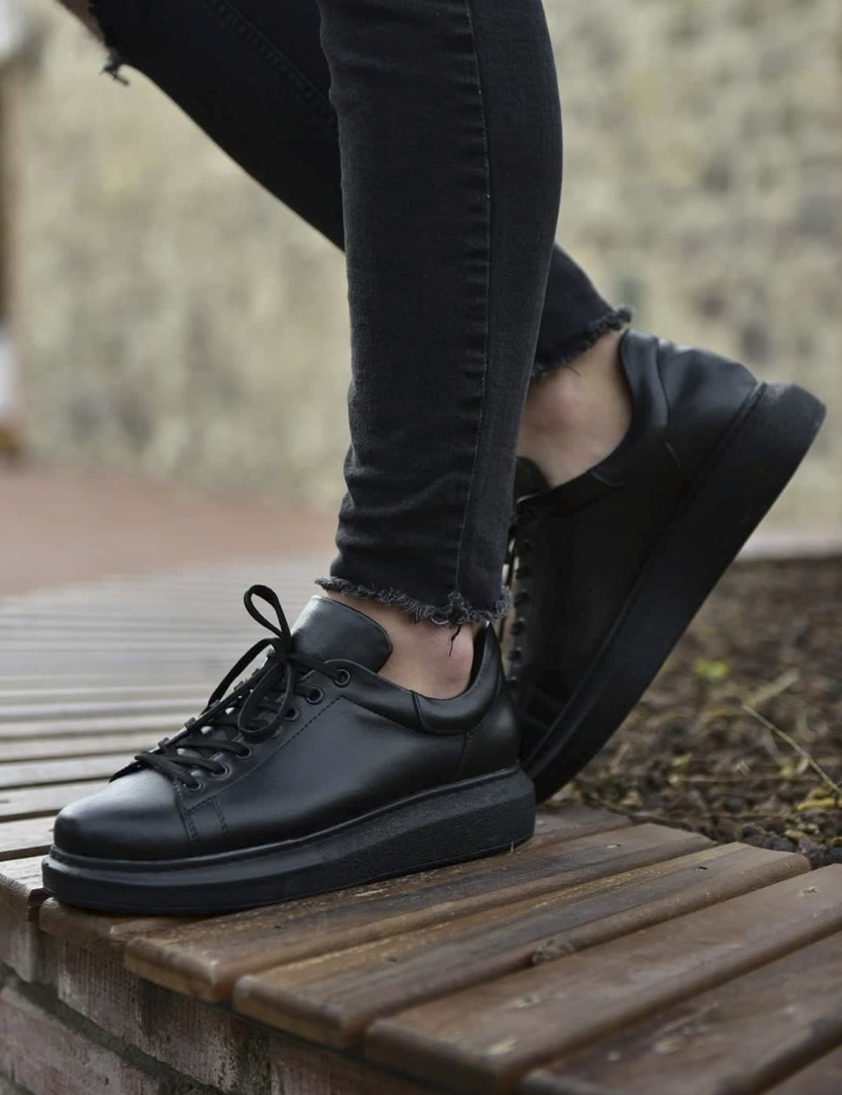 Ανδρικά μαύρα δίσολα Sneakers λαστιχένια σόλα CH25700B φωτογραφία